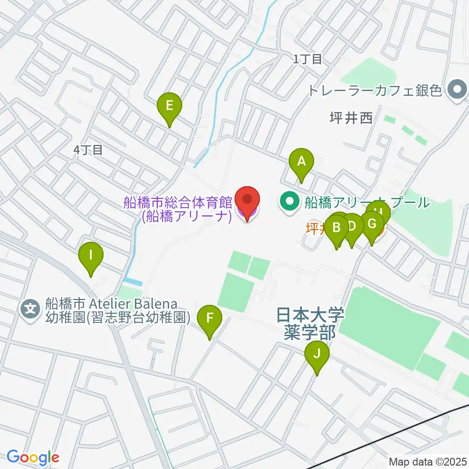 船橋アリーナ周辺の駐車場・コインパーキング一覧地図