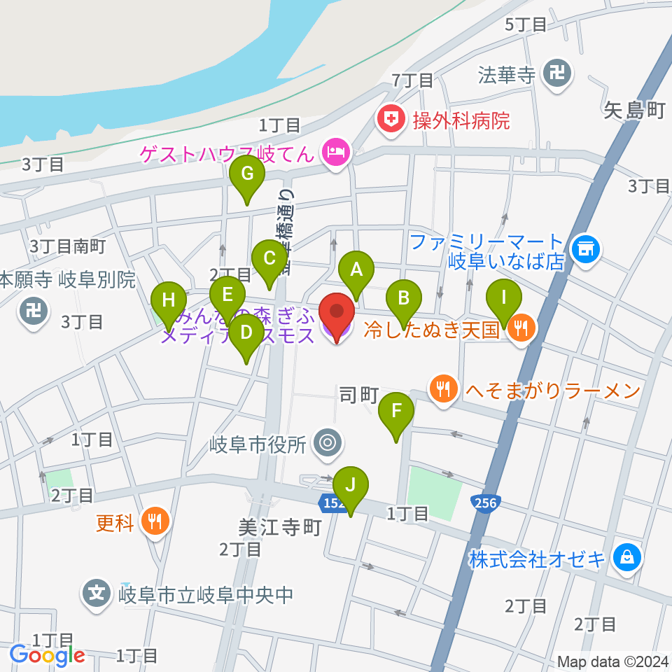 みんなの森 ぎふメディアコスモス周辺の駐車場・コインパーキング一覧地図