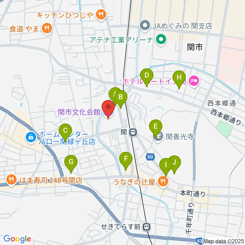 関市文化会館周辺の駐車場・コインパーキング一覧地図