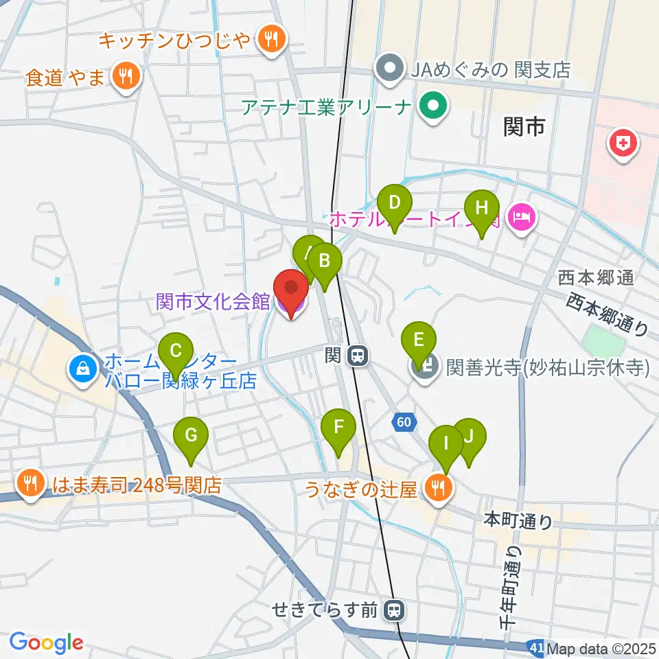 関市文化会館周辺の駐車場・コインパーキング一覧地図