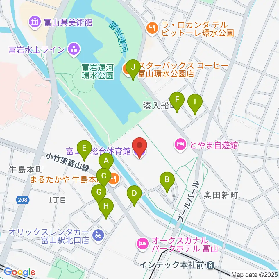 YKK AP ARENA周辺の駐車場・コインパーキング一覧地図