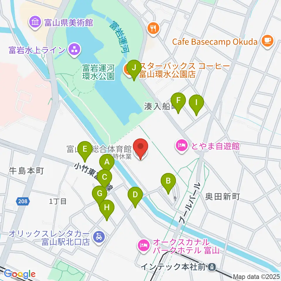 YKK AP ARENA周辺の駐車場・コインパーキング一覧地図
