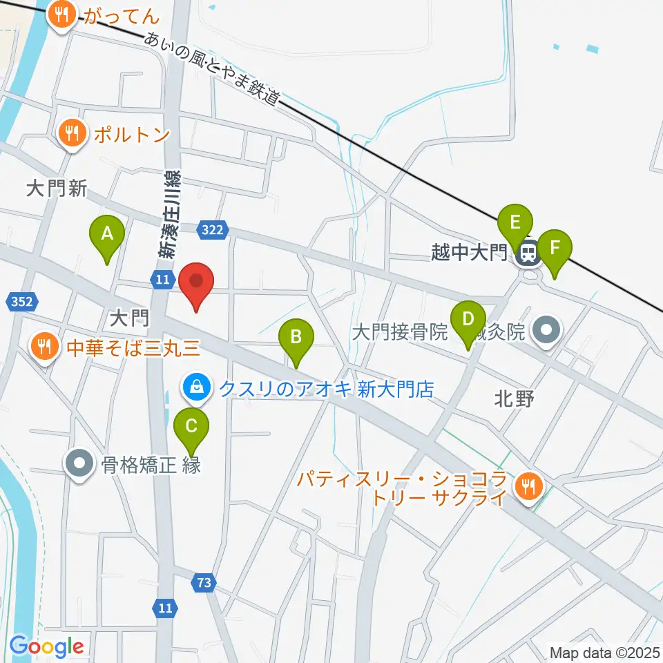 射水市大門総合会館周辺の駐車場・コインパーキング一覧地図