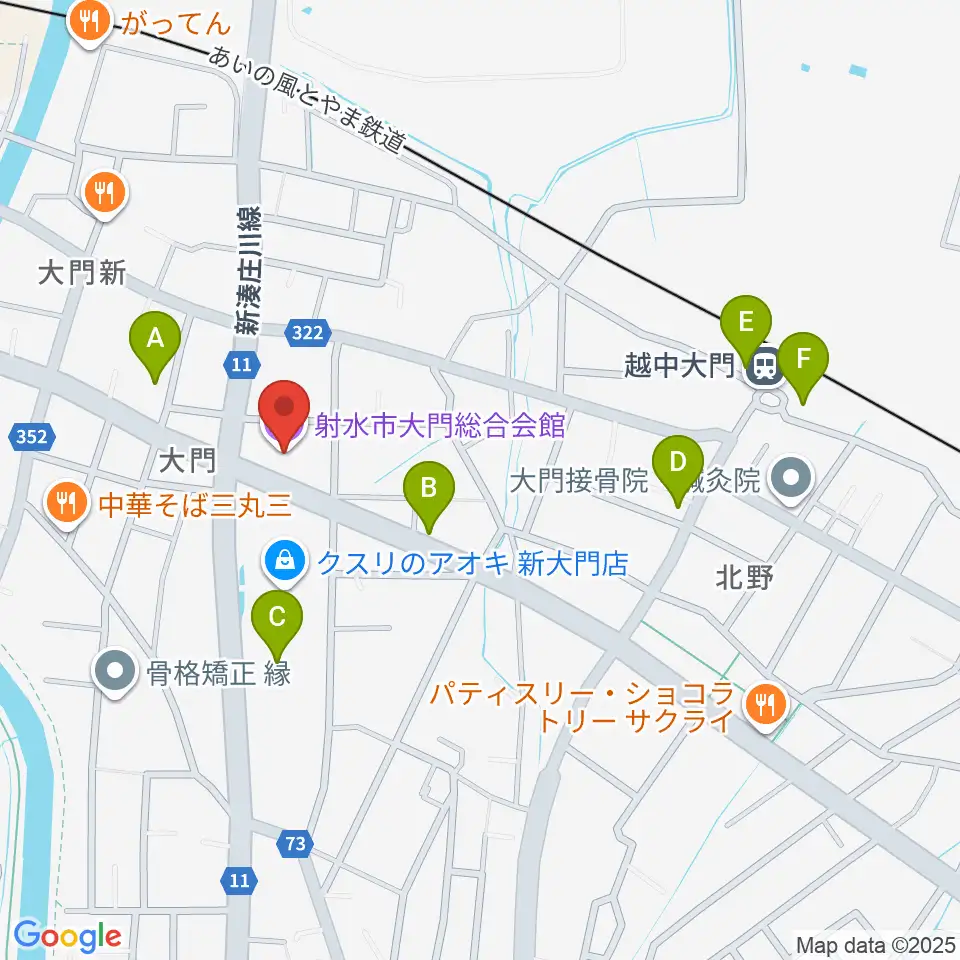 射水市大門総合会館周辺の駐車場・コインパーキング一覧地図