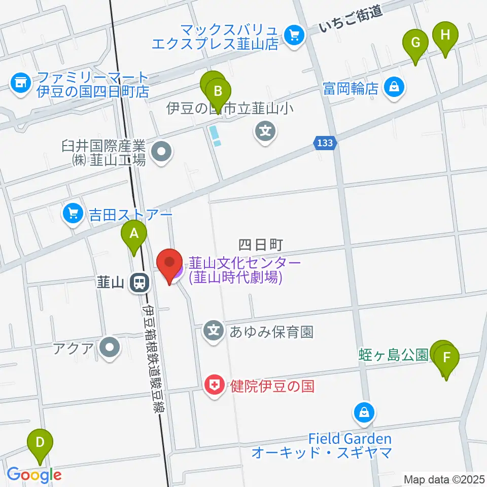 韮山文化センター韮山時代劇場周辺の駐車場・コインパーキング一覧地図