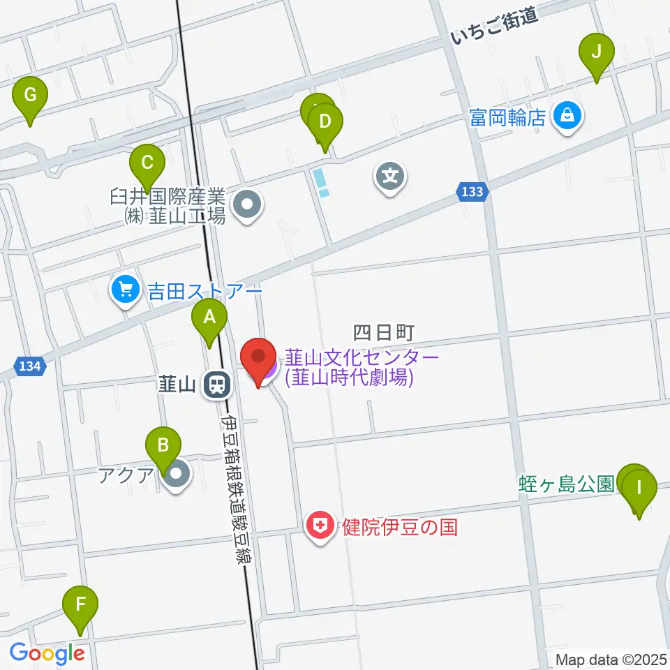 韮山文化センター韮山時代劇場周辺の駐車場・コインパーキング一覧地図