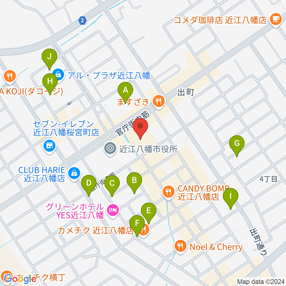 近江八幡市文化会館周辺の駐車場・コインパーキング一覧地図