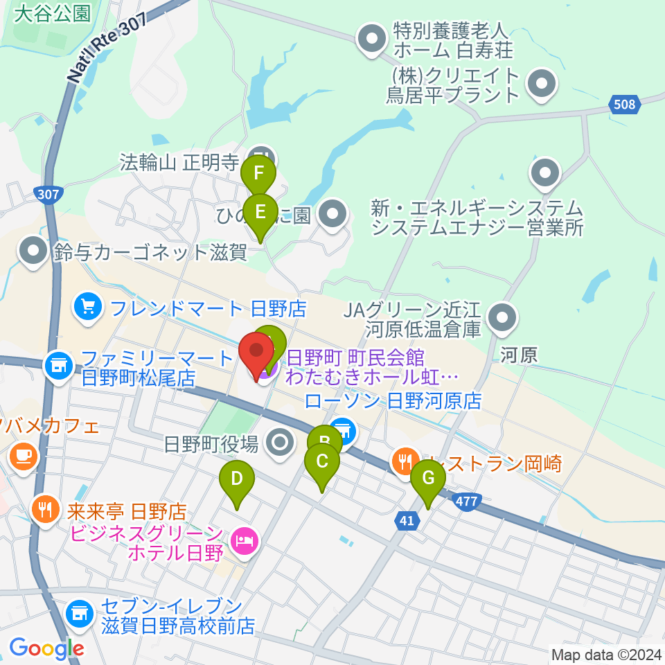 日野町町民会館わたむきホール虹周辺の駐車場・コインパーキング一覧地図