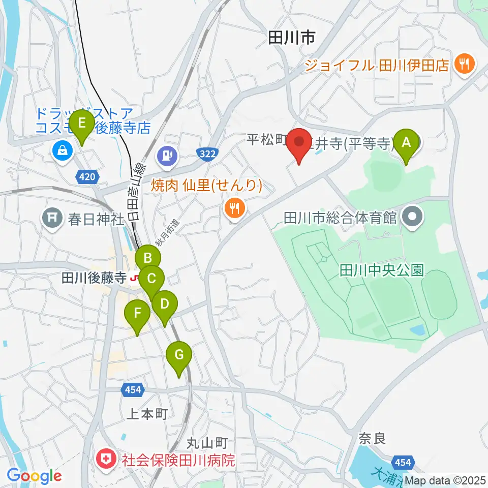 田川青少年文化ホール周辺の駐車場・コインパーキング一覧地図