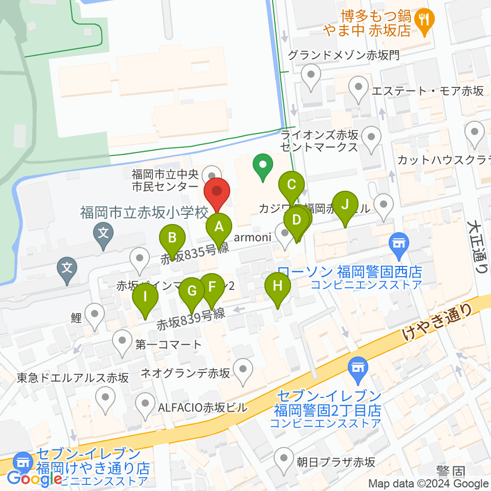 福岡市立中央市民センター周辺の駐車場・コインパーキング一覧地図