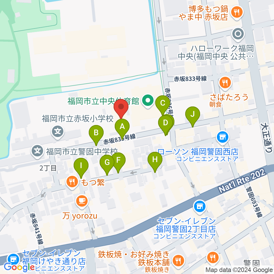 福岡市立中央市民センター周辺の駐車場・コインパーキング一覧地図