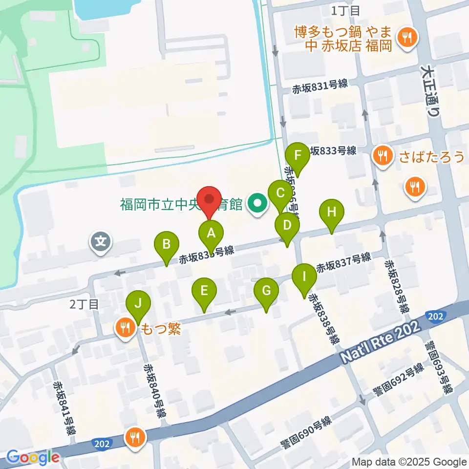 福岡市立中央市民センター周辺の駐車場・コインパーキング一覧地図