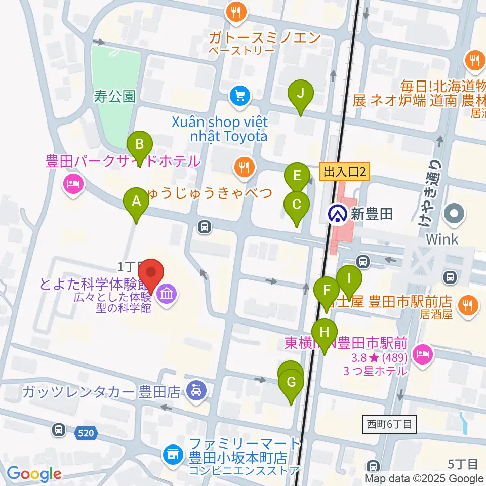豊田産業文化センター周辺の駐車場・コインパーキング一覧地図
