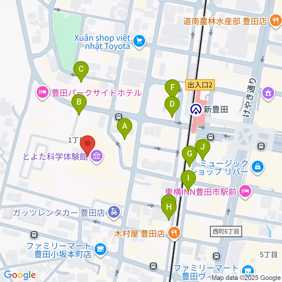 豊田産業文化センター周辺の駐車場・コインパーキング一覧地図