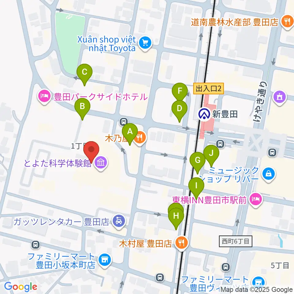 豊田産業文化センター周辺の駐車場・コインパーキング一覧地図