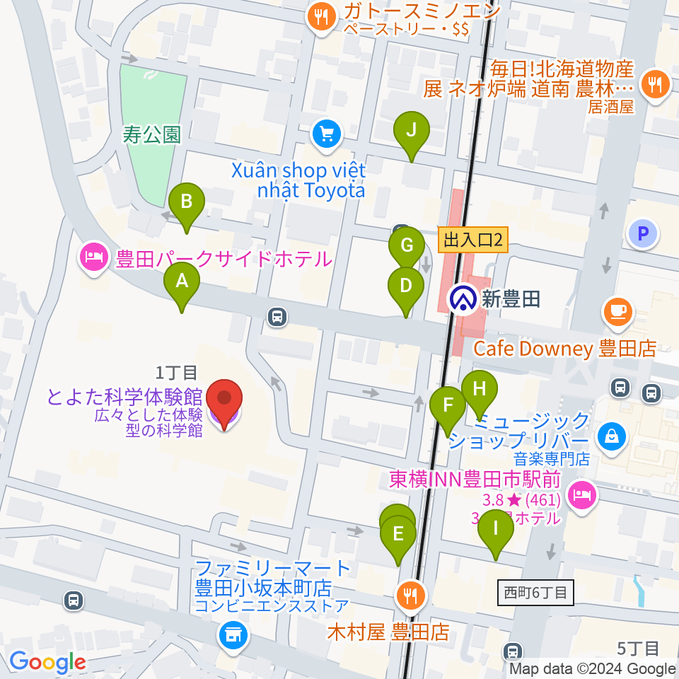 とよた科学体験館周辺の駐車場・コインパーキング一覧地図