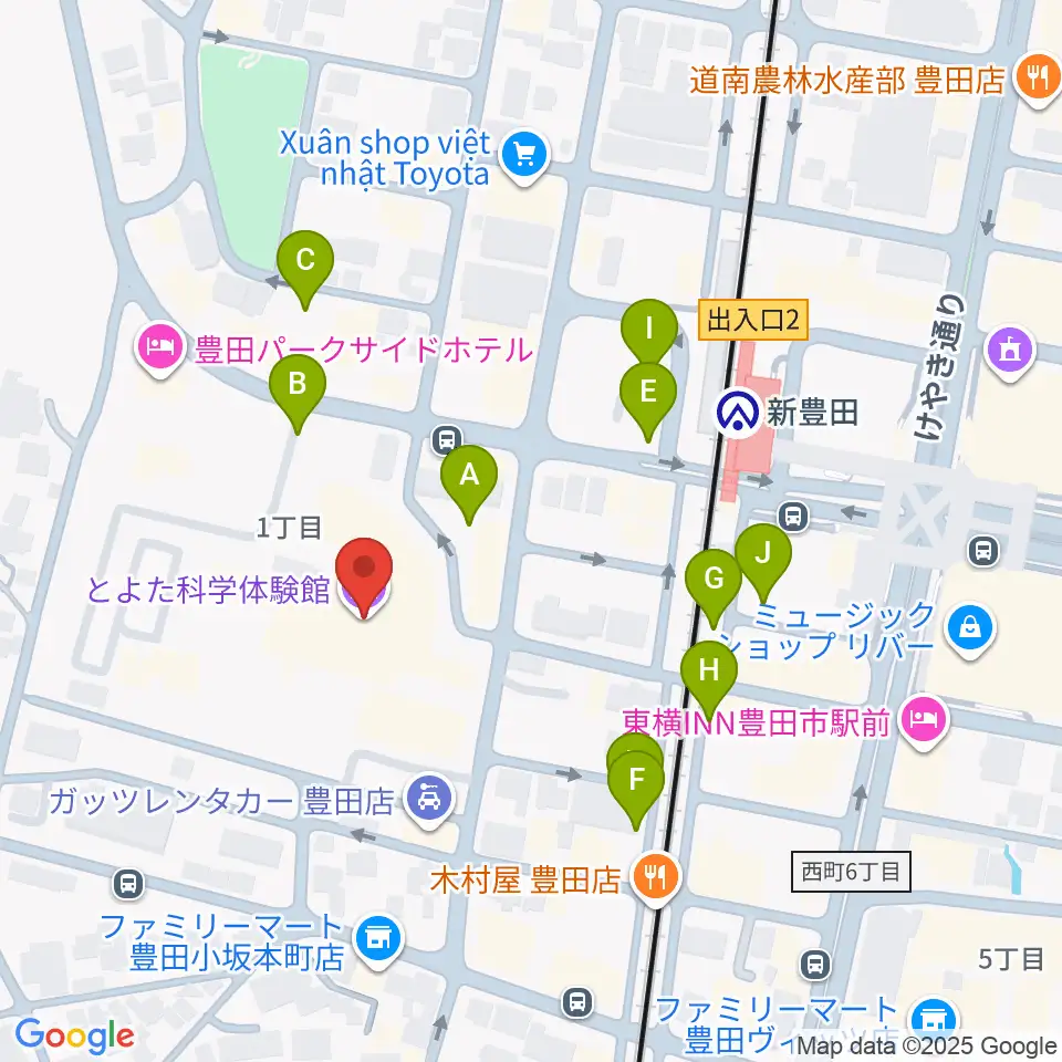 とよた科学体験館周辺の駐車場・コインパーキング一覧地図