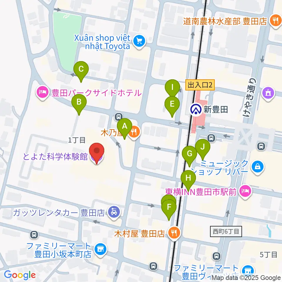 とよた科学体験館周辺の駐車場・コインパーキング一覧地図