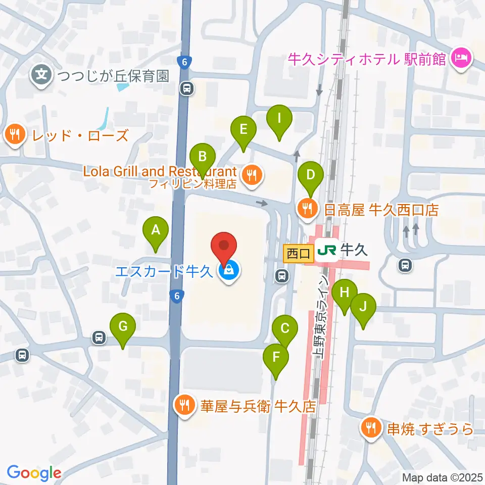 牛久市エスカード生涯学習センター周辺の駐車場・コインパーキング一覧地図