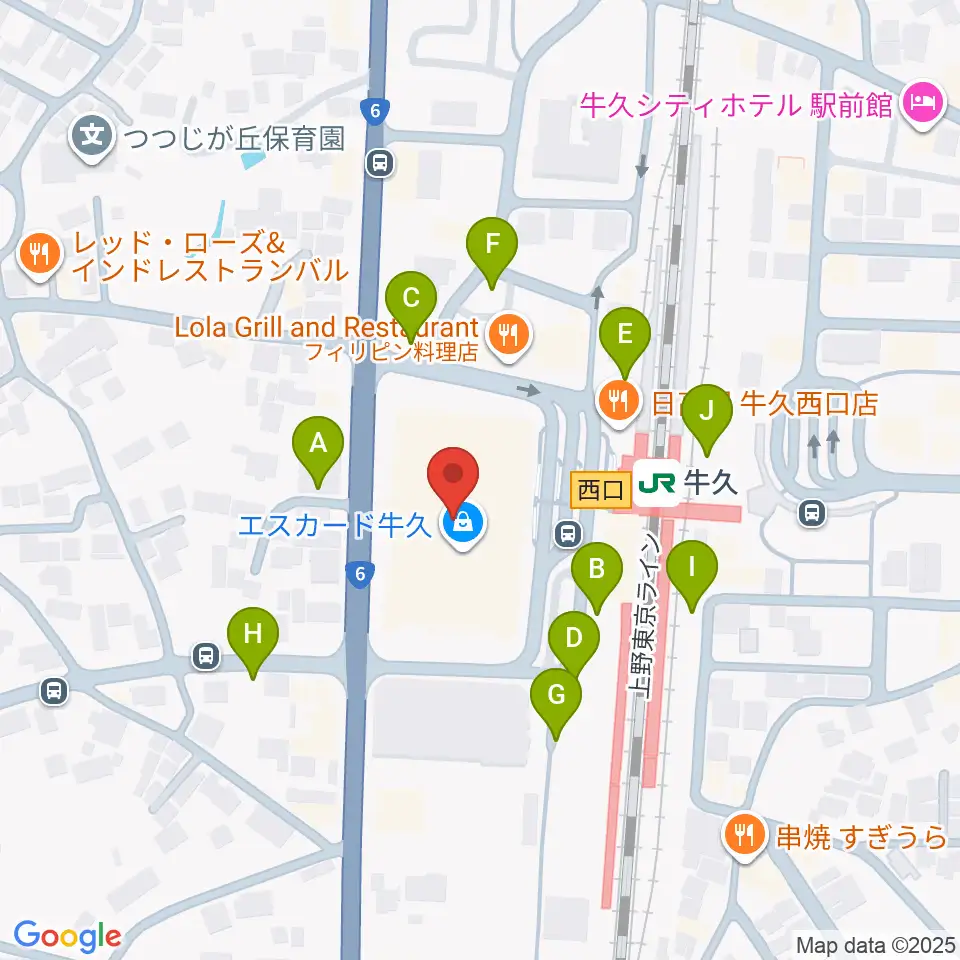 牛久市エスカード生涯学習センター周辺の駐車場・コインパーキング一覧地図