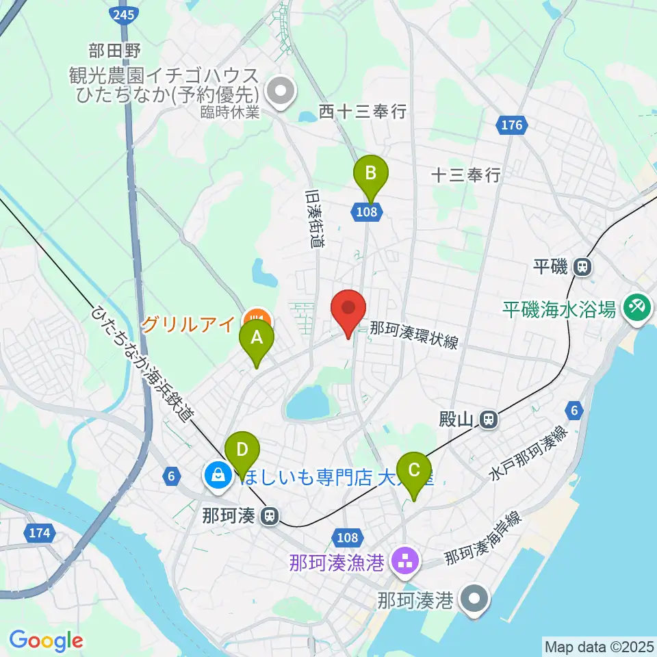 ひたちなか市那珂湊総合福祉センター・ふれあい交流館周辺の駐車場・コインパーキング一覧地図