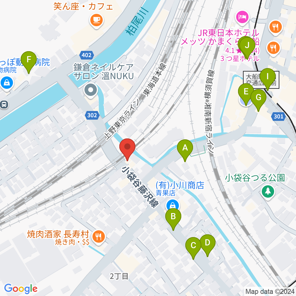 音楽スタジオ・ルート大船周辺の駐車場・コインパーキング一覧地図