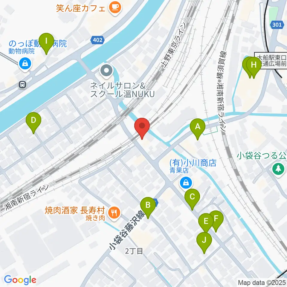 音楽スタジオ・ルート大船周辺の駐車場・コインパーキング一覧地図