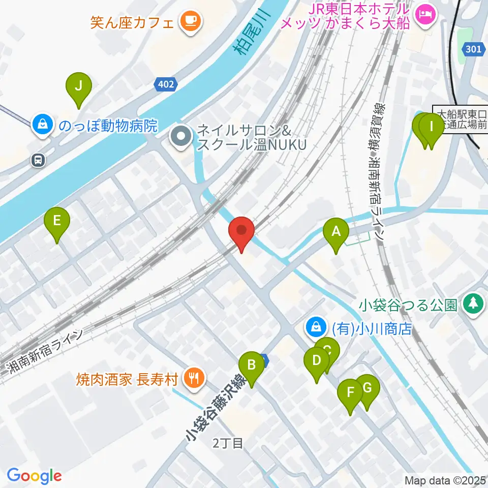 音楽スタジオ・ルート大船周辺の駐車場・コインパーキング一覧地図