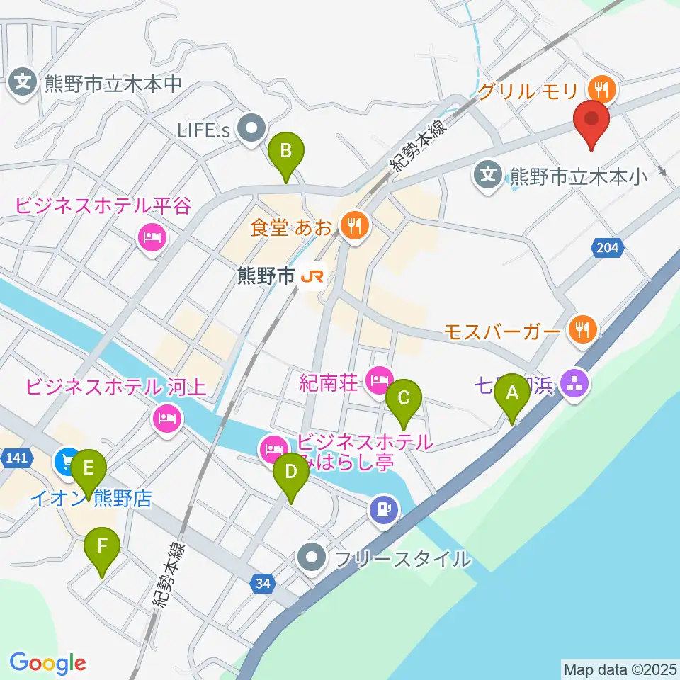 熊野市民会館周辺の駐車場・コインパーキング一覧地図
