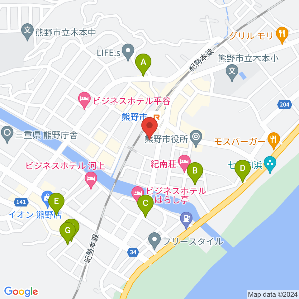 熊野市文化交流センター周辺の駐車場・コインパーキング一覧地図