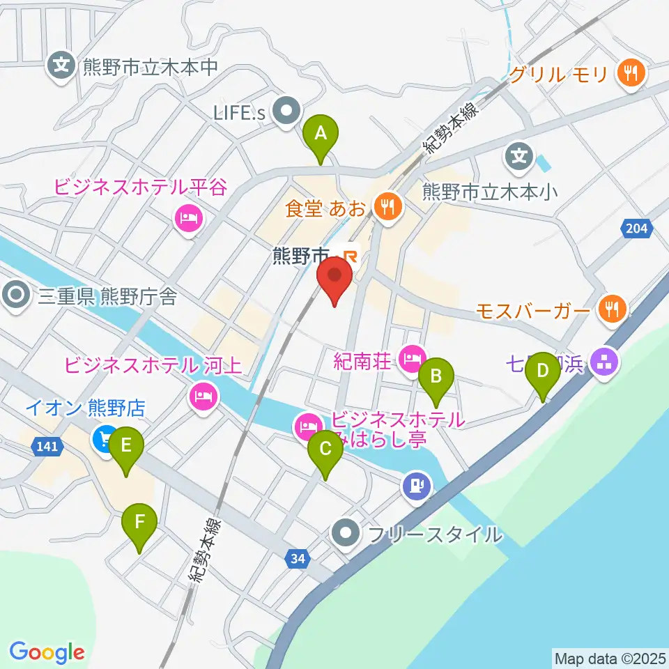 熊野市文化交流センター周辺の駐車場・コインパーキング一覧地図