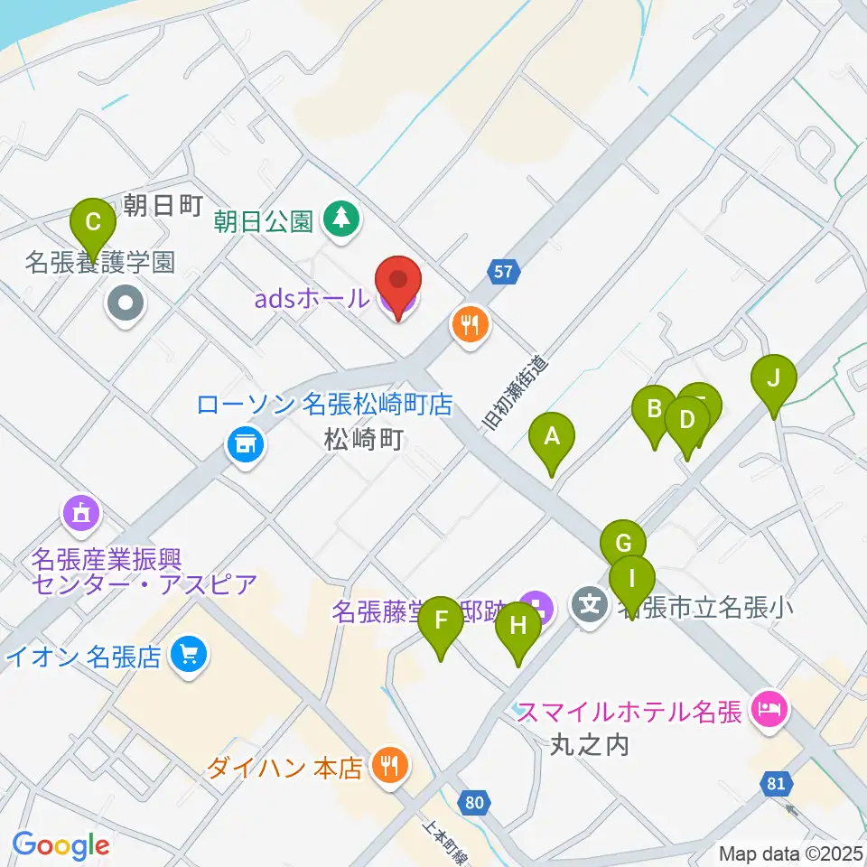 adsホール周辺の駐車場・コインパーキング一覧地図