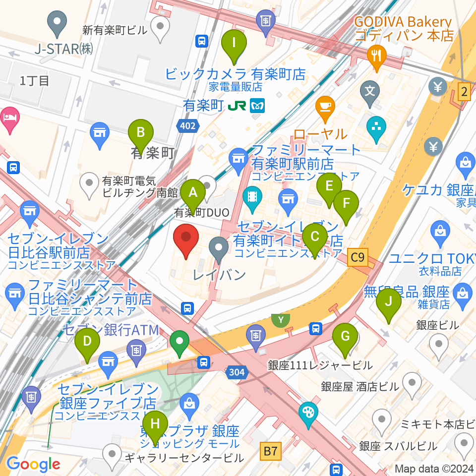 ヒューリックホール東京周辺の駐車場・コインパーキング一覧地図