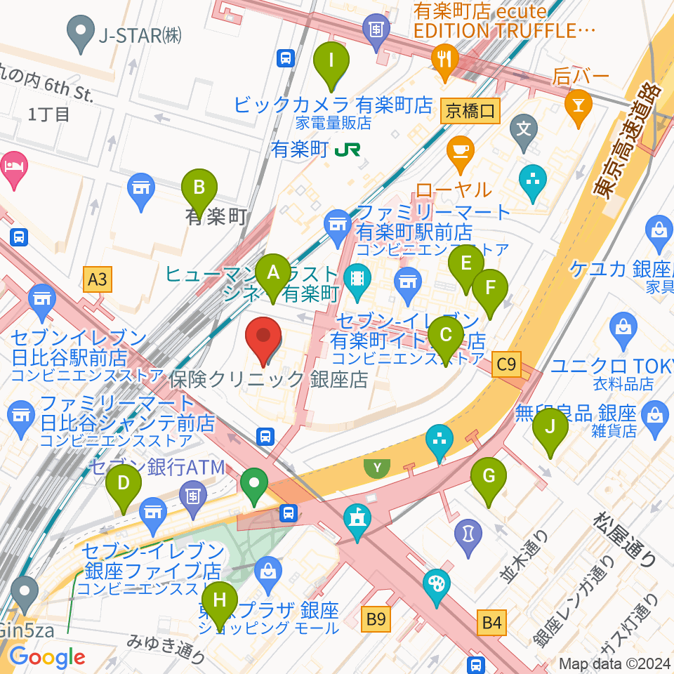 ヒューリックホール東京周辺の駐車場・コインパーキング一覧地図