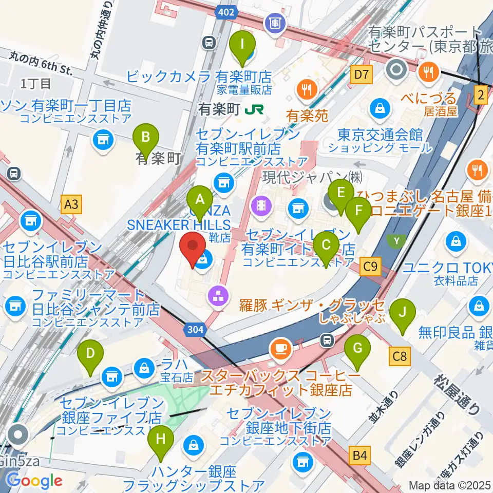 ヒューリックホール東京周辺の駐車場・コインパーキング一覧地図