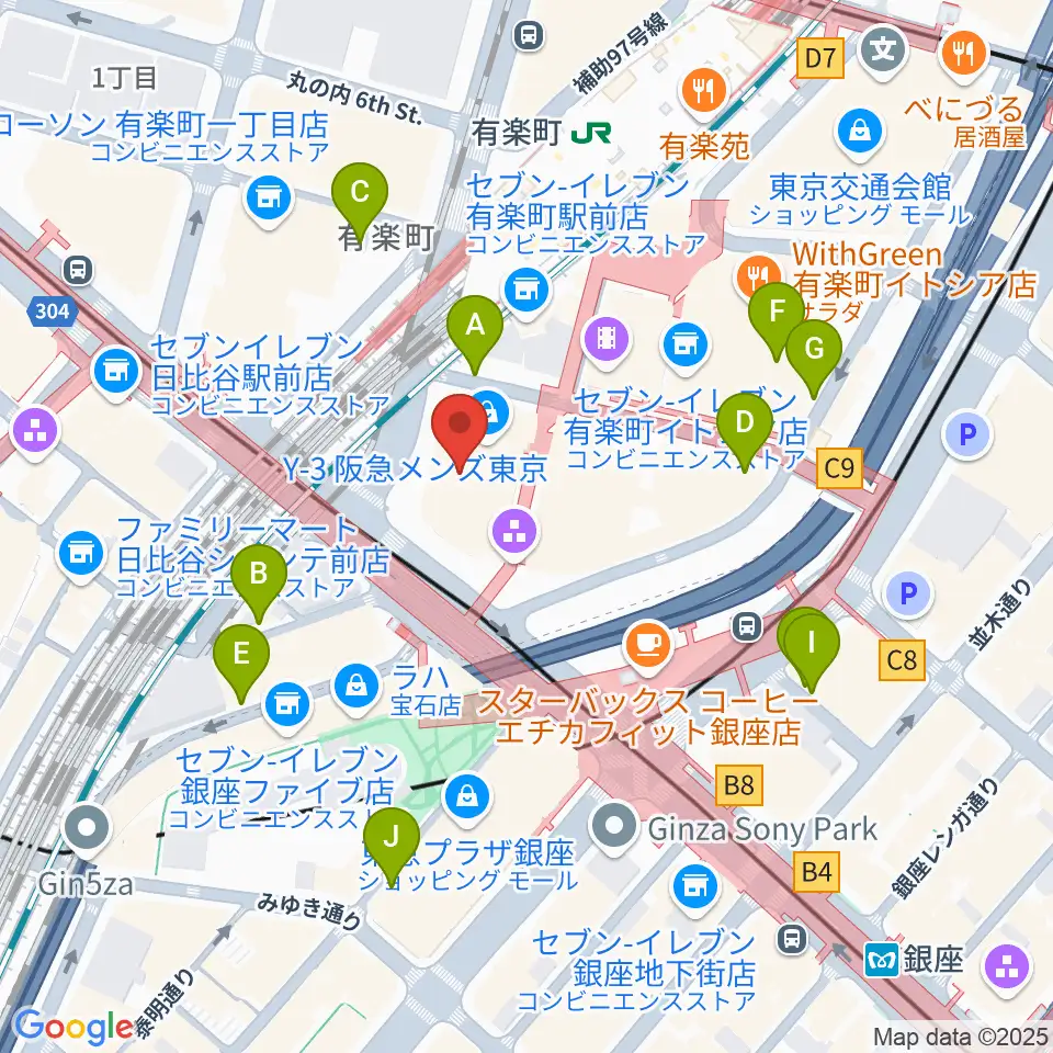 ヒューリックホール東京周辺の駐車場・コインパーキング一覧地図