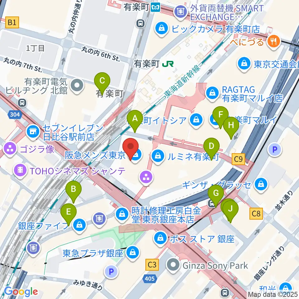 ヒューリックホール東京周辺の駐車場・コインパーキング一覧地図