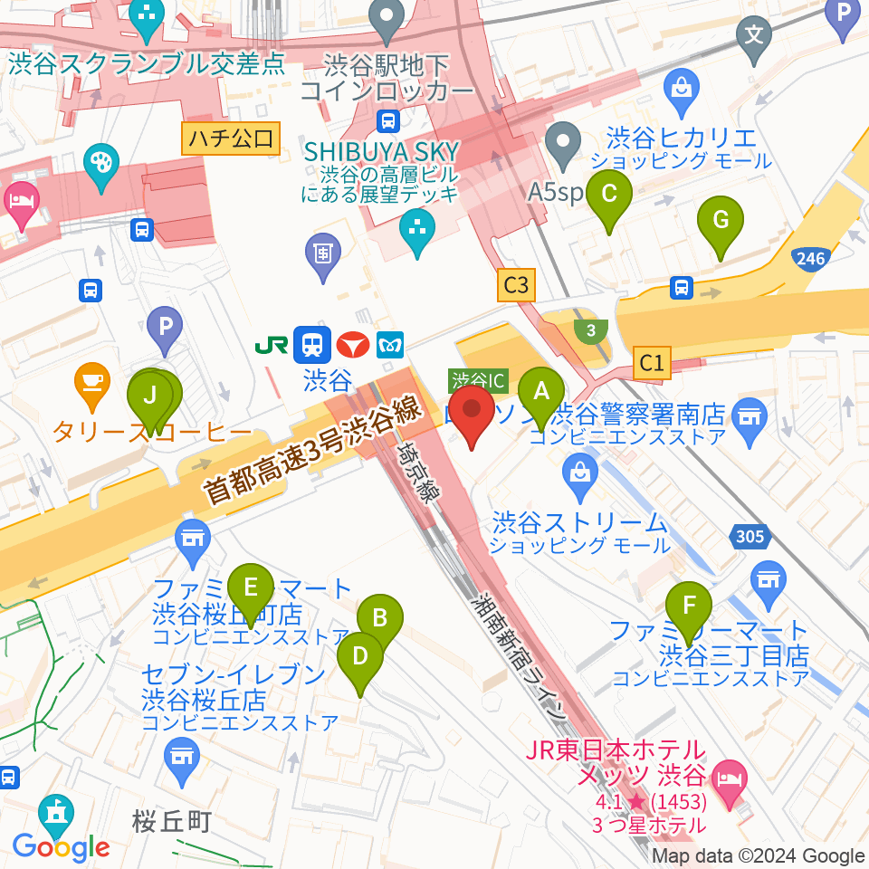 渋谷ストリームホール周辺の駐車場・コインパーキング一覧地図