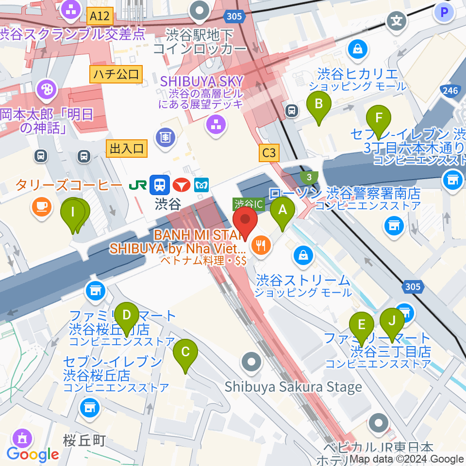 渋谷ストリームホール周辺の駐車場・コインパーキング一覧地図