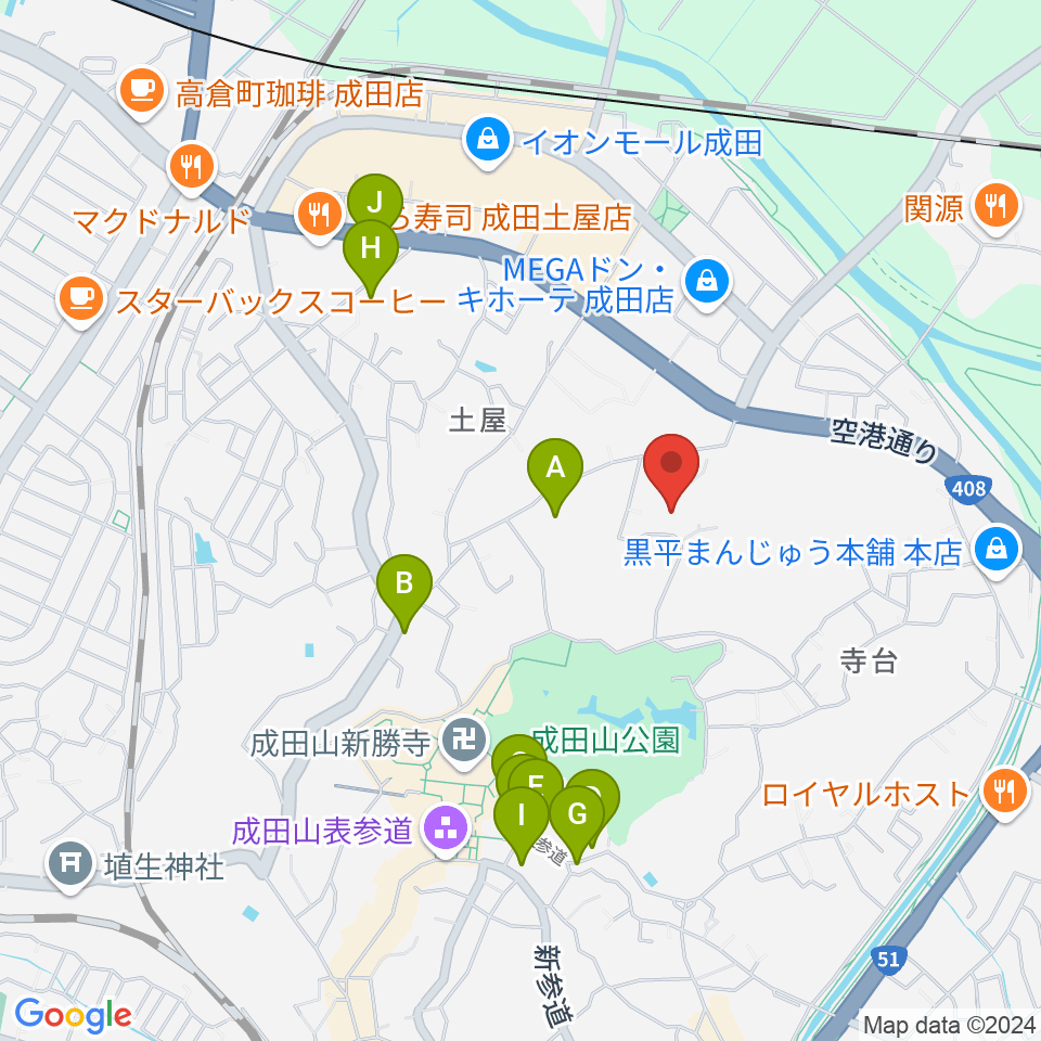 成田国際文化会館周辺の駐車場・コインパーキング一覧地図