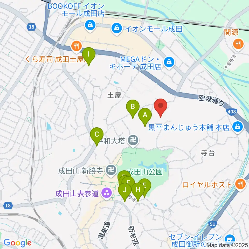 成田国際文化会館周辺の駐車場・コインパーキング一覧地図