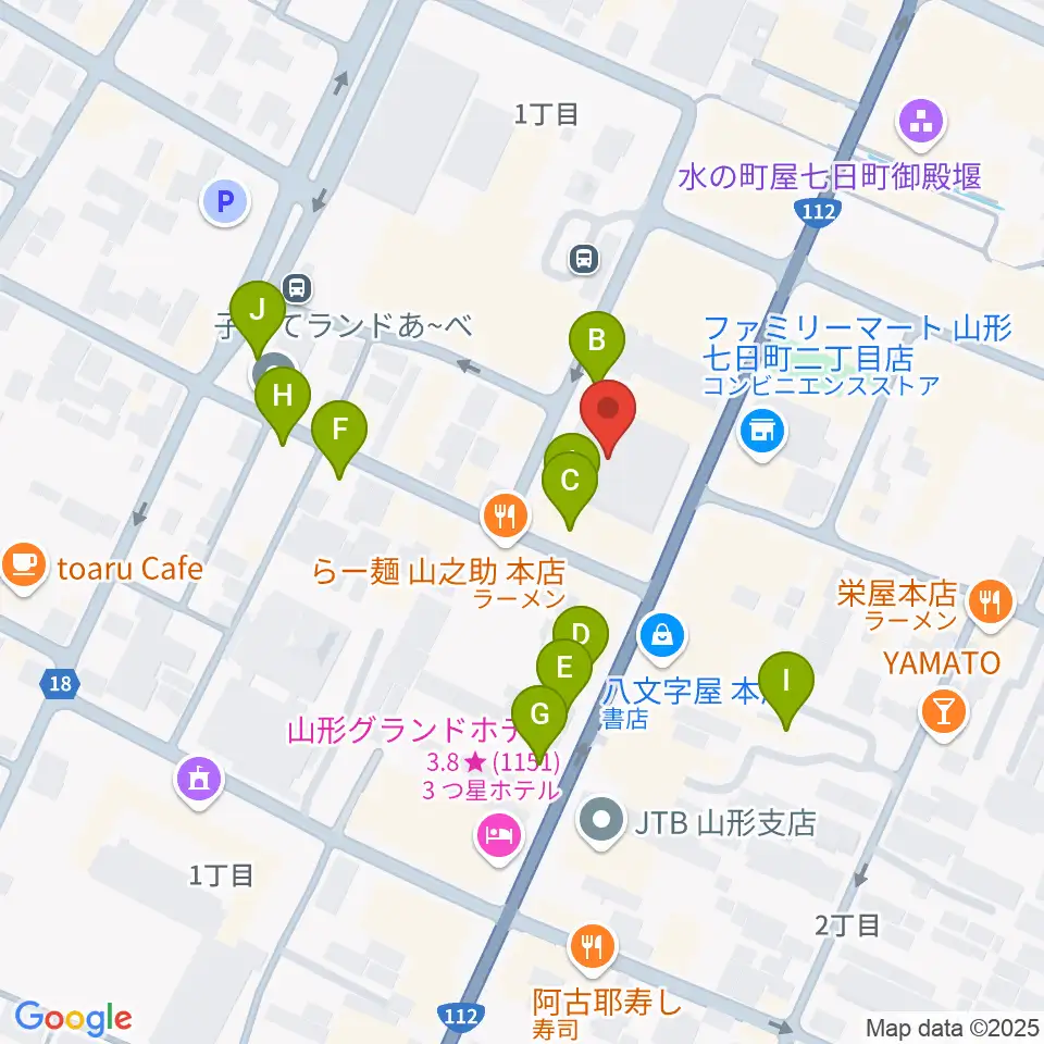 山形市中央公民館ホール周辺の駐車場・コインパーキング一覧地図