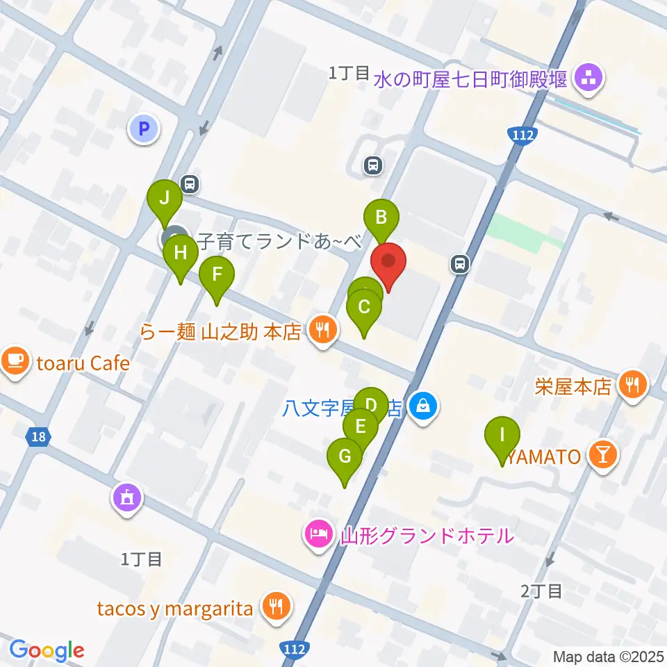 山形市中央公民館ホール周辺の駐車場・コインパーキング一覧地図