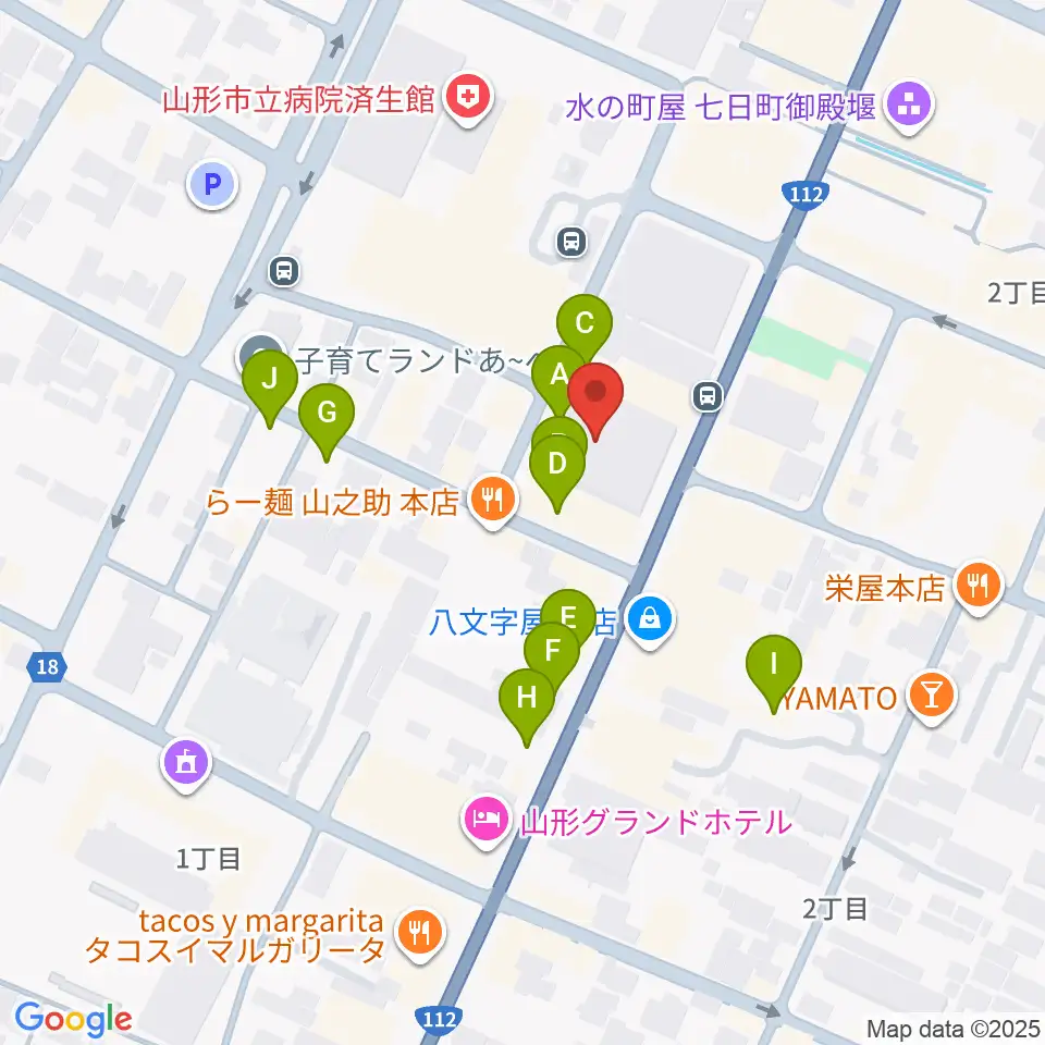 山形市中央公民館ホール周辺の駐車場・コインパーキング一覧地図
