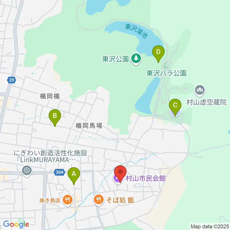 村山市民会館周辺の駐車場・コインパーキング一覧地図