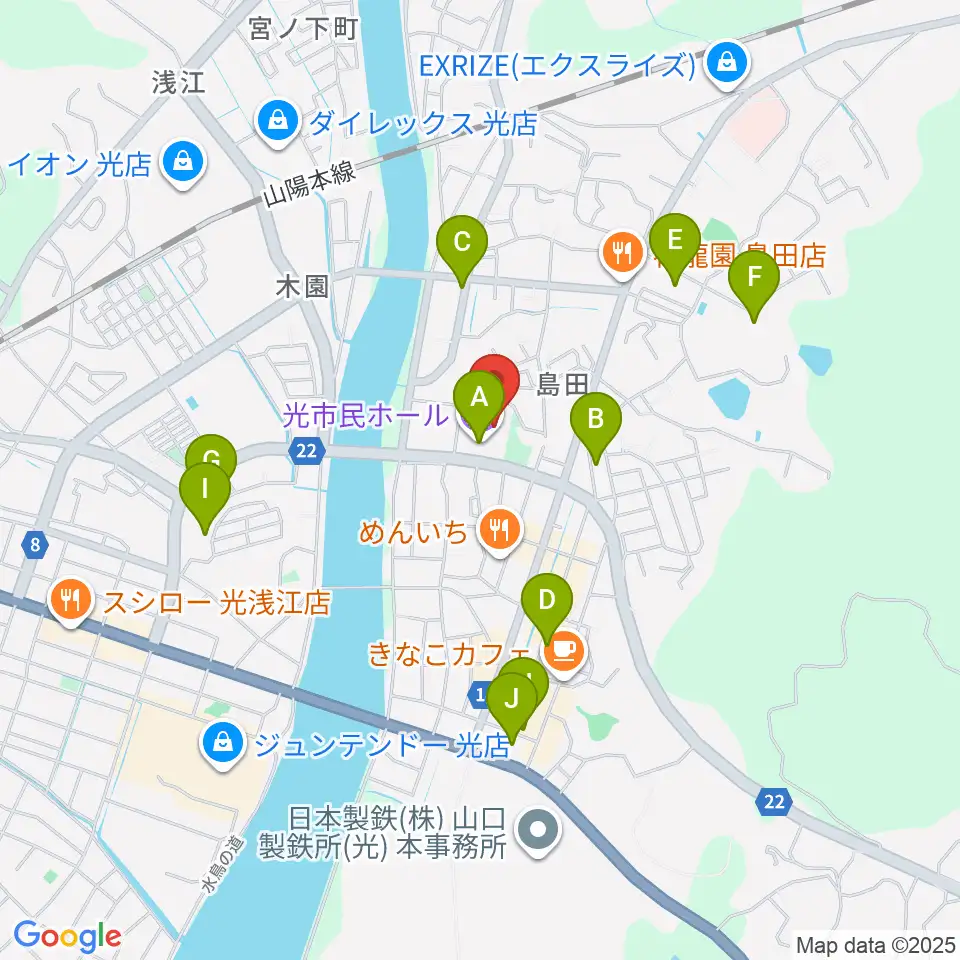 光市民ホール周辺の駐車場・コインパーキング一覧地図