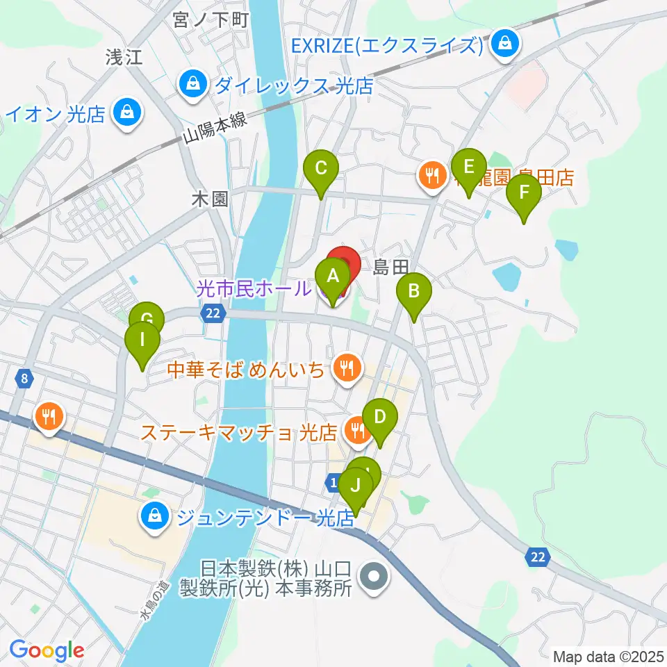 光市民ホール周辺の駐車場・コインパーキング一覧地図