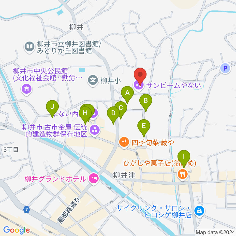 サンビームやない周辺の駐車場・コインパーキング一覧地図