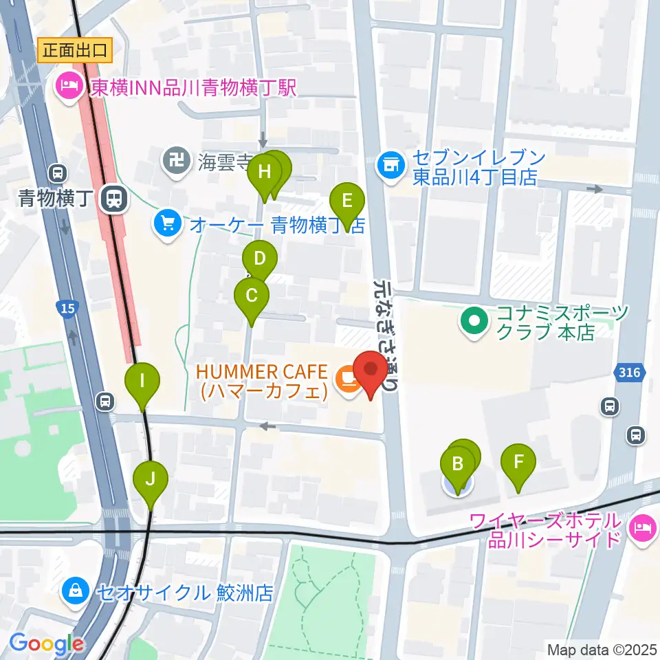 品川ハンビーホール周辺の駐車場・コインパーキング一覧地図