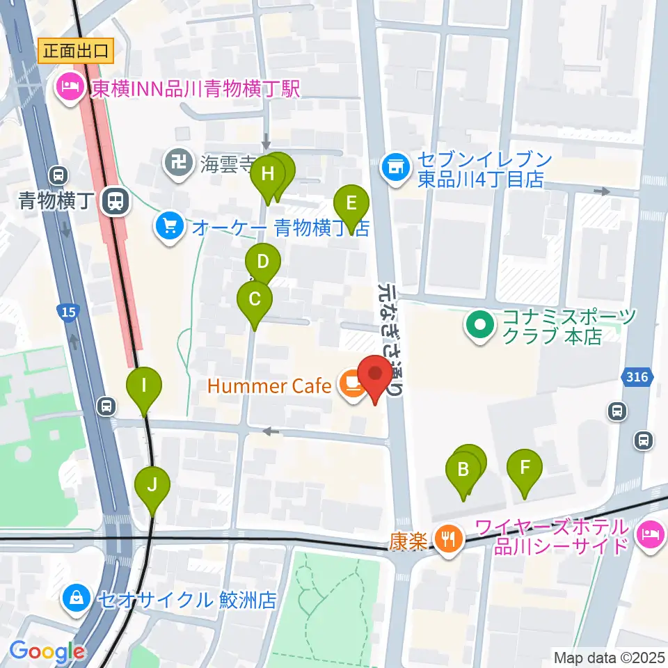 品川ハンビーホール周辺の駐車場・コインパーキング一覧地図